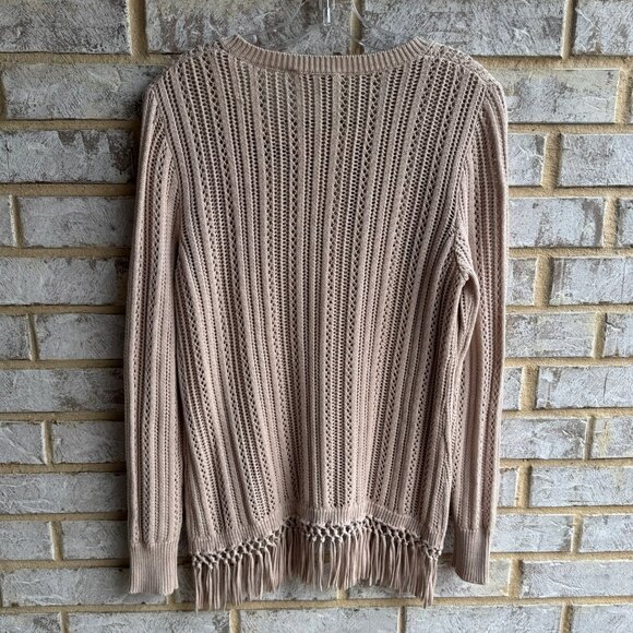 Soft Surroundings Long Sleeve Fring Open Knit Boho Sweater  Women's Size S. - Picture 2 of 8